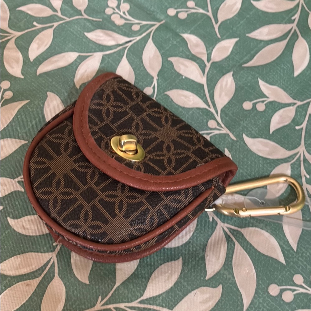 Brown and Gold Patterned Mini Pouch
